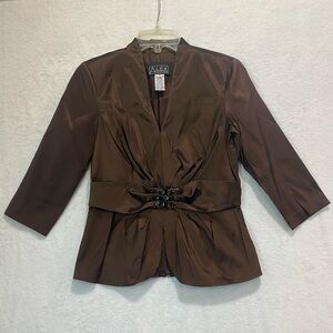 Alex Evenings Chocolate Metallic Brown Jacket Blouse